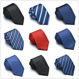 Tie for Men Slim Solid Colour Necktie Polyester Narrow Cravat Royal Blue Black Red Stripe Party Formal s Fashion