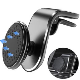 Magnetic Car Phone Holder L Shape Air Vent Clip Magnet Universal Cell Phone Bracket Stand With Retail Box