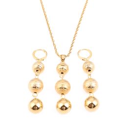 Bead Pendant Necklaces Earrings Jewellery Sets For Women Teenage Girls Gold Round Balls Jewellery Party Gifts