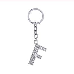 name rings jewelry UK - Keychains Key Chain DIY A-Z Letters Silver Color Metal Keychain Car Ring Simple Letter Name Holder Party Gift Jewelry