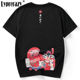 Harajuku Cartoon Print T-Shirt Japanese MenCasual Streetwear Cotton Half sleeve Tops