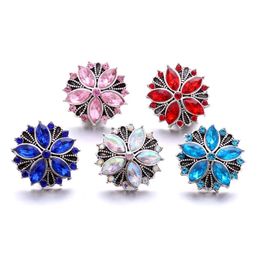 Wholesale Rhinestone 18mm Snap Button Flower Clasp Metal Oval Zircon charms for Snaps Jewellery Findings factory suppliers