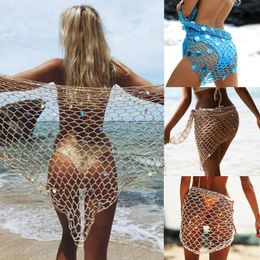 Women Summer Sexy Net Bikini Cover-Ups Lady Girls Beach Dress Swimwear Lace Crochet Swim Cover Up Bathing Suit Wrap Sarongs