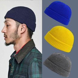 Solid Unisex Beanie Autumn Winter Wool Blends Soft Warm Knitted Cap Men Women Skull Cap Hats Gorro Ski Caps 14 Colours Beanies#4 Y21111