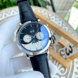 Business luxury watch Multifunctional design Fully automatic mechanical movement 316 stainless steel case Cowhide strap Mineral super mirror 42mm