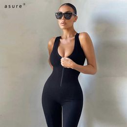 Sports Tight Jumpsuit Woman Combinations Traf Summer Pants Sexy Bodys Outfit Dungarees Ladies Bib Overalls K21Q02210 210712