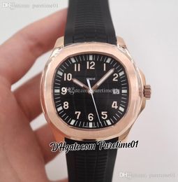 2022 5167R Automatic Mens Watch PVD Rose Gold Black Textured Dial Stick Number Markers Rubber Strap 8 Styles Watches Puretime01 E21-D4