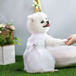 2022 wedding dresses big skirts Abito da sposa Pet Summer Luxury Big Bow Row Pizzo Tutu Cat Cucciolo Principessa Abiti Gonna Party Abbigliamento Abbigliamento per cani