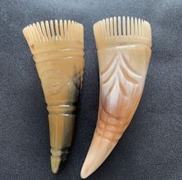 Natural Yak Horn Comb Head Meridian Scraping Scalp Massage Brush Gua Sha Scraper for SPA Acupuncture Health Care Relax Massager