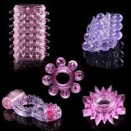 Nxy Cockrings 5 Pcs Spike Penis Rings Cock Ejaculation Delay Sleeve Cockring Stimulating Sex Toys Adult Product for Men Shop 1206