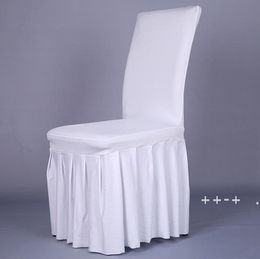 Chair Skirt Cover Wedding Banquet Chair Protector Slipcover Decor Pleated Skirt Style Chair Covers Elastic Spandex RRF12051