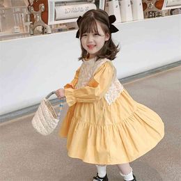 Spring Arrival Girls Long Sleeve Cotton Dress Kids Korean Design es 210528
