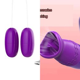 NXY Eggs OMYSKY USB Double Head Vibrating Egg Masturbator Tongue Licking Clitoris Stimulator G Spot Massager Sex Toys For Women 1124