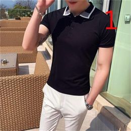 Men's short-sleeved t-shirt Korean trend lapel half-sleeved T-shirt 210420