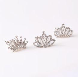 Crown hair combs girl Mini Cute Flower Crystal Rhinestone Princess Crown Hair Comb Birthday Party Tiaras For Kids Hair Accessories