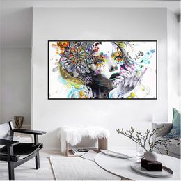 Graffiti Street Art Decorative Painting Flower and Girl Wall Art Prints On Canvas Prints Posters Unframed Pictures