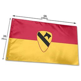 Flag of Us Army 1st Cavalry Division Vivid Color UV Fade Resistant Outdoor Double Stitched Decoration Banner 90x150cm Sports Digital Print Wholesale