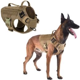 Military Tactical Dog Harness Pet Dogs Harness Vest Nylon Bungee Dog Leash Harness For Small Large Dogs Accessories K9 German 210712