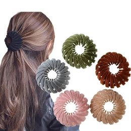 Velvet Clamps Hair Claw High Ponytail Fixed Buckle Solid Big Tray Hairpin Women's Hair Tie Clip Accessories