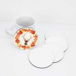 Sublimation Coasters MDF DIY Blank Cup Mat Heat Transfer Printing Car Coaster With Cork Non-slip Pad