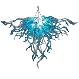 Nordic Quality Hand Blown Glass Lamp Dale Chihuly Style Chandelier Lighting Aqua Blue LED Flush Mounted Pendant Light Fixture 60 by 50 CM