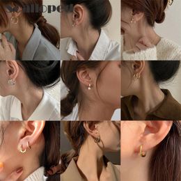 Vintage Simple Gold Hoop Earrings Female 2021 Trendy Clear CZ Charms Women Statememt Jewellery Wholesale & Huggie