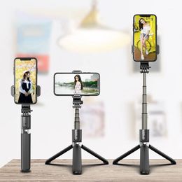 L03 Selfie 스틱 접이식 Monopods 무선 블루투스 제어 알루미늄 합금 삼각대 스탠드 소매 상자가있는 핸드폰 용 스탠드