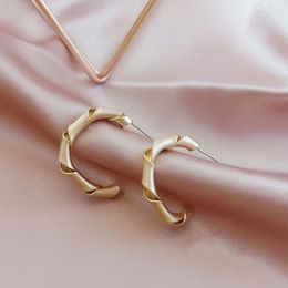 Hoop & Huggie French Distortion Interweave Twist Metal Earrings C Shape Geometric For Women Accessories Fashion Jewellery 2021