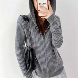 Women Cardigan Double Thickening Loose Turtleneck Female Sweater Ladies Solid Colour Wool Knitting Cardigans 211011