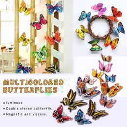 Wall Stickers 3d Butterfly Removable Multicolored Mural Decals Diy Romantic Home Living Room Background Decoration