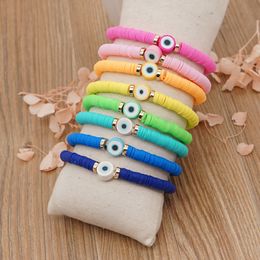 2021 new European and American style geometric candy color 6mm soft pottery bead bracelet woven eye bead hand chain female