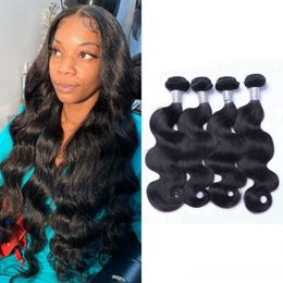 hair drawn Australia - Body Wave Mongolian Human Hair Weave Bundles 3 4 Piece 100G PC Double Drawn Extensions For Black Woman