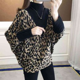 Pullover Frauen Pullover Herbst Winter Tops Koreanische Dünne Gestrickte Lepord Pullover Jumper Weiche Warme Pull Femme 210427
