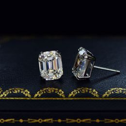 Emerald cut 3ct Diamond Gemstone Stud Earring 100% Real 925 sterling silver Jewelry Engagement Wedding Earrings for Women men