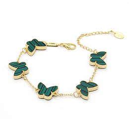 Fashion Double Side Butterfly Charm Bracelet Elegant Gold Plated Colorful Shell Bracelets for Women