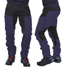 Casual Men Fashion Colour Block Multi Pockets Sports Long Cargo Pants Work Trousers For 2021 Men's Jeans