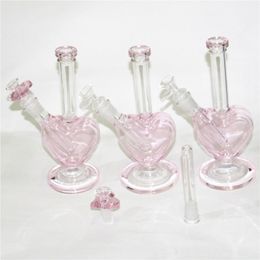 9 Inch heart shape beautiful love hookahs Water Pipe glass bong oil rigs for smoking glass bongs with bowl &downstem