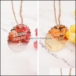 Party Favour Event & Supplies Festive Home Garden 6Pcs Personalised Acrylic Mirro Babyshower Decor Engrave Name Wedding Tags 5Cm 8Cm Round Wi