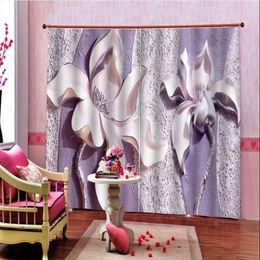 Curtain & Drapes 3D Stereoscopic Flower Window Blackout Curtains For Living Room Bedroom Home Decoration Purple Romantic
