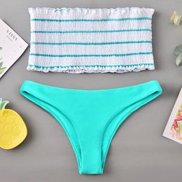 Bikini Mujer 2021 Braga Alta European And American Sexy Fashion Multicolor Striped Bandeau Ladies Swimwear Women's