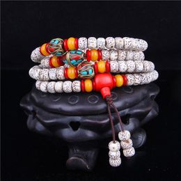 -Authentic Hainan Moon R Janvier Bodhi Seed 108 Un Bouddha Beads Bracelets avec le tee-Cinabar Tee Népal Cuivre Perlé, Strands