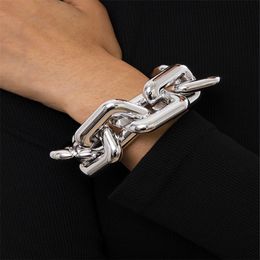 Punk Acrylic Bracelet Exaggerated Geometric Square Twisted Thick Chain Bracelets Bangles for Male Women Grunge Jewellery