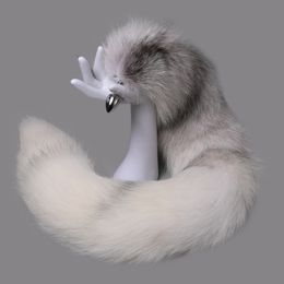 70cm/27.5" Real Genuine Fox Fur Tail Plug Metal Stainless Anal Butt Adult Sexy Sweet Games Cosplay Toy