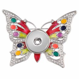 -Charm Jewelrychark Bracelets Crystal Butterfly Brouch Fit 18 мм Snap Кнопка Ювелирные Изделия для Женщин Свадьбы Броши Булавки Подарочная доставка 2021