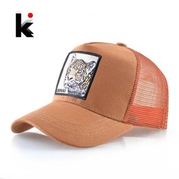 Mesh Trucker Caps Men Baseball Cap Women Streetwear Animal Patch Hat Fashion Hip Hop Casquette Breathable Visor Hats 220117