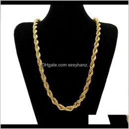 Necklaces & Pendants Drop Delivery 2021 Gold Rope Chains For Men Fashion Hip Hop Necklace Jewellery 30Inch Thick Twist Link Chain Lmxkq