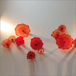 Hand Blown Glass Wall Lamps Decorative Art Plates Mounted Sconce Top Quality Red Colour Customised Platter 15 to 45 CM