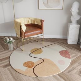 Abstract Area Rug for Living Room Round Bedside Carpet Soft s Bedroom Washable Decor Floor Mat Alfombra Dormitorio 220301
