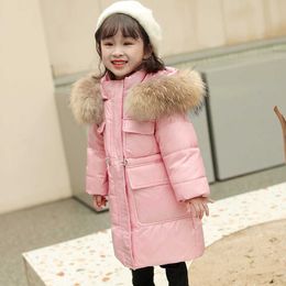 2021New Winter Children Down Jacket Snowsuit Coat Real Fur Collar Warm Children Parkas Outerwear Thicken Waterproof Kids Clothes H0909