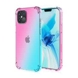 Iphone13 four-corner anti-drop Apple 12 mobile phone cases iphone13pro gradient color iridescent Cell Phone Case